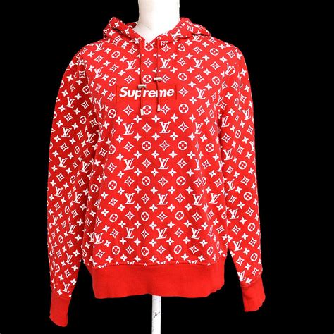 supreme x louis vuitton box logo hoodie red|authentic louis vuitton supreme hoodie.